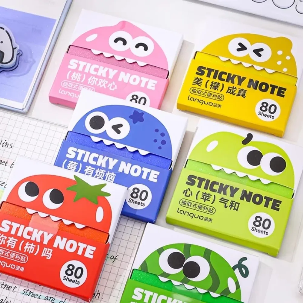 Cartoon Fruit Memo Pad Paper Pull Out Design Dopamine Planner Schedule Stickers Self-Adhesive Pearlescent Transparent