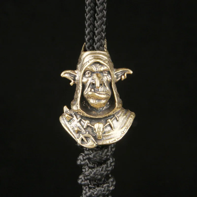 Brass Joker Goblin EDC Knife Pendant Vintage Paracord Spacer Bead Pendant Keychain Hanging Ornament DIY Handmade Accessory