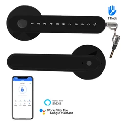 Home Ttlock Control Smart Türschloss 5 in 1 Keyless Entry Finger abdrucks chloss für Benutzer Bluetooth Lock WLAN-Steuerung mit Gateway