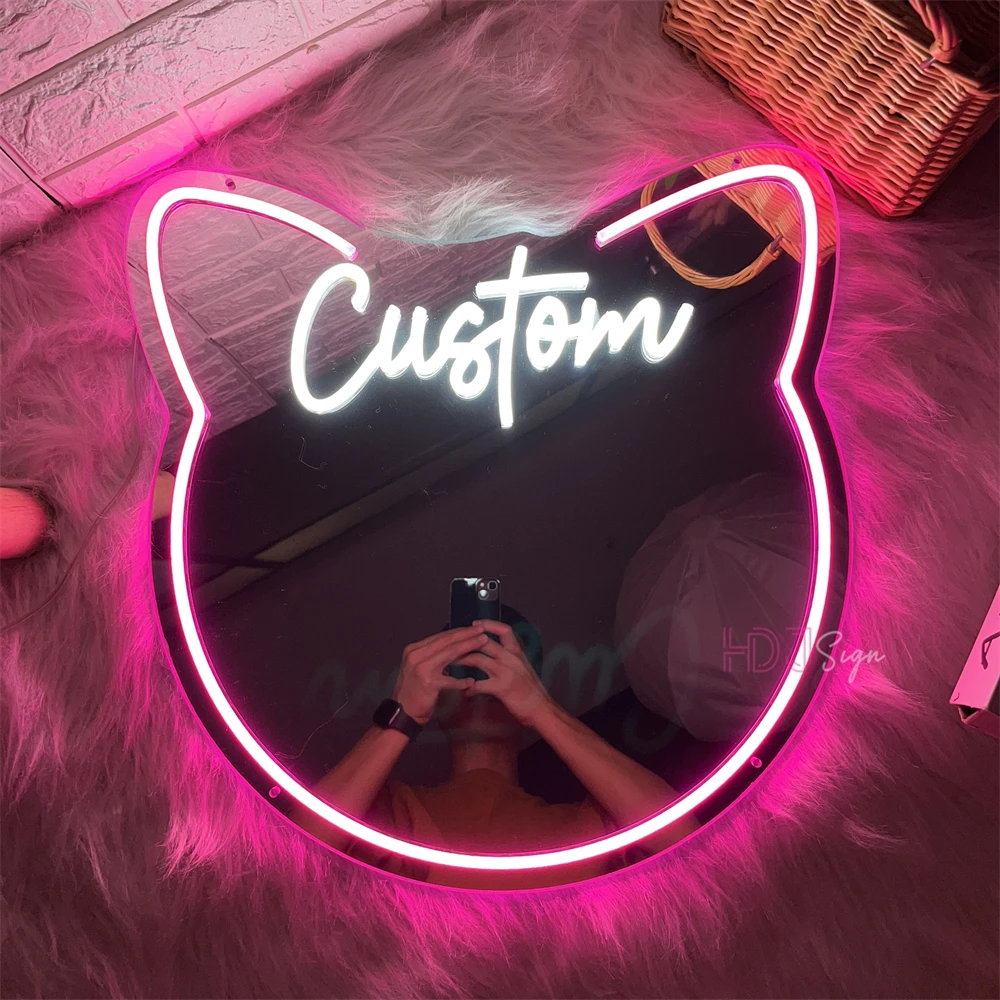 

LED Custom Neon Sign Silver Mirror Neon LED Sign Aesthetic Room Decor Bedroom Wedding Decoraton Wall Neon Lights Birthday Gift