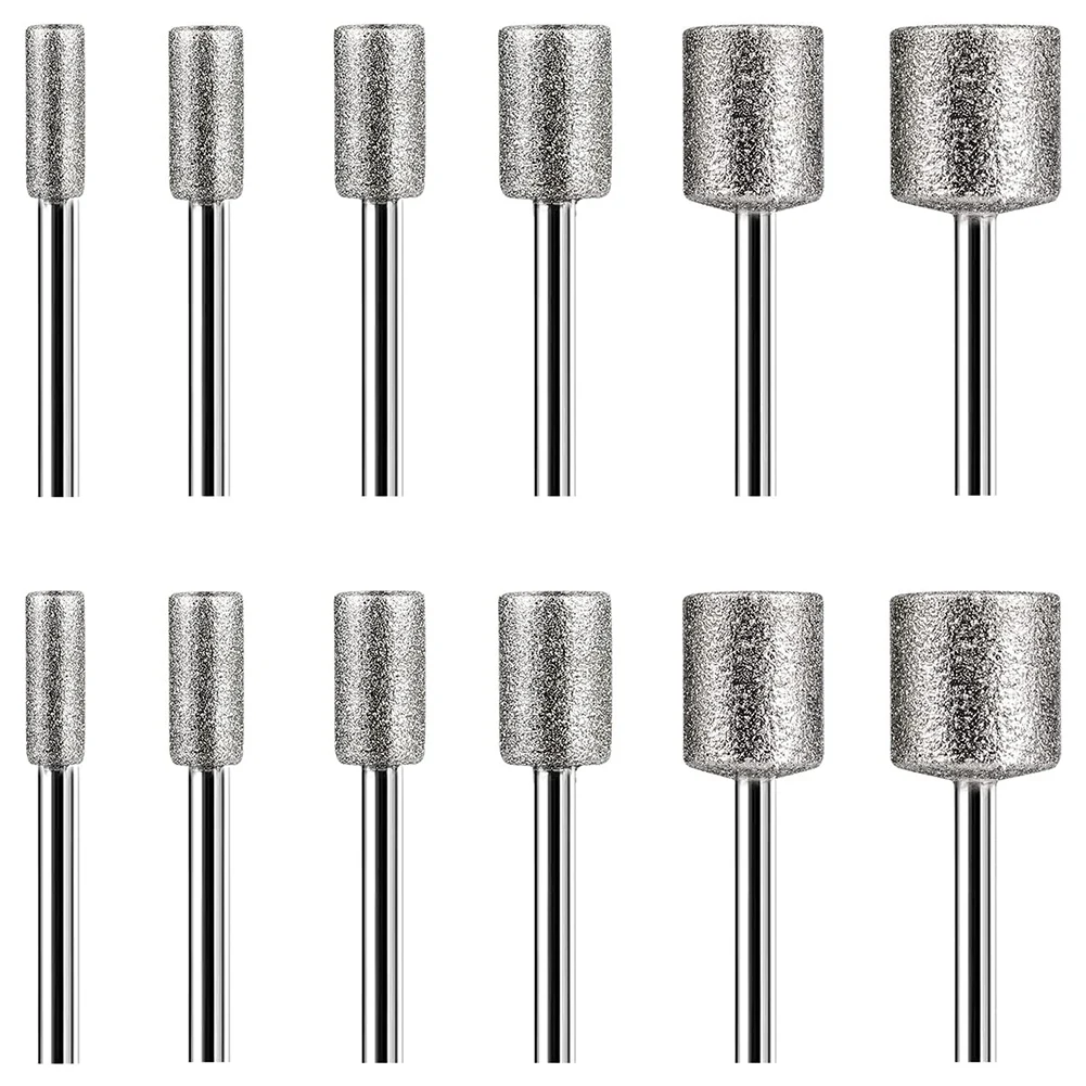 돌 조각 세트, 다이아몬드 버 비트, 돌 바위 유리 세라믹 드레멜 회전 도구, 12 개, 4mm 5mm 6mm 8mm 10mm 12mm