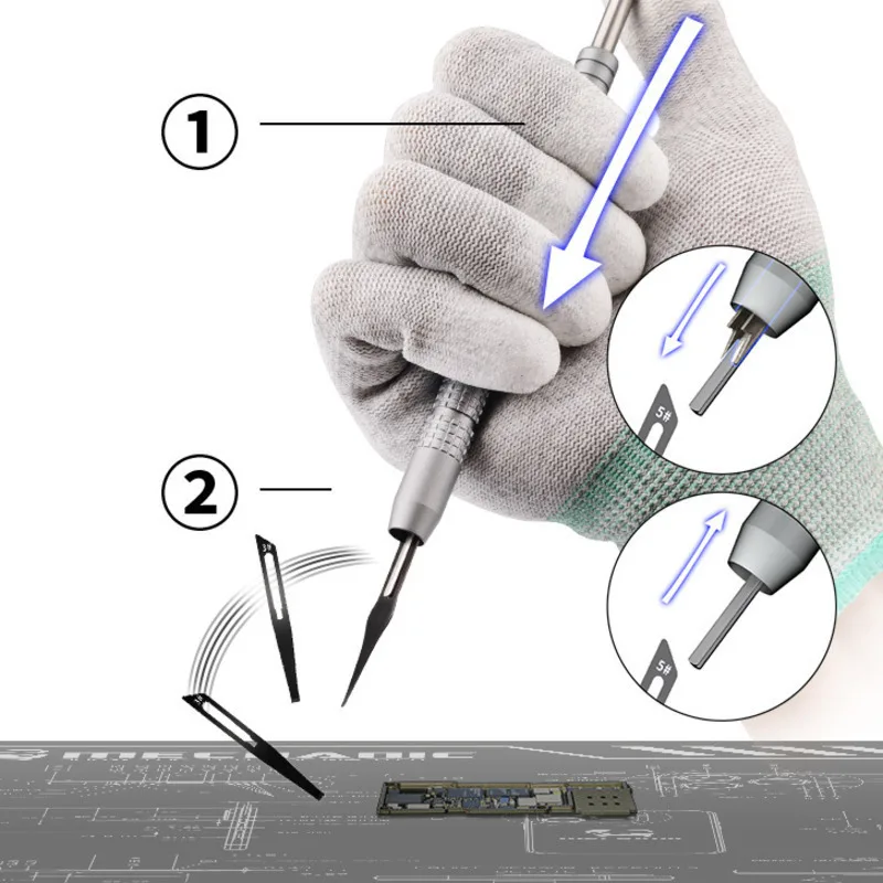 MECHANIC KH-001 Multifunctional Glue Removal Knife Hand Polished Elastic Blade Cut off Black Glue Main Board IC