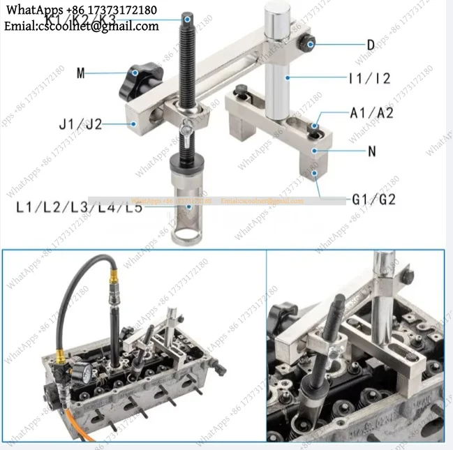 JS02 Cylinder Head Service Set Tool Kit Valve Spring Compressor Removal Installer Replacement Valve Oil Seal Tool