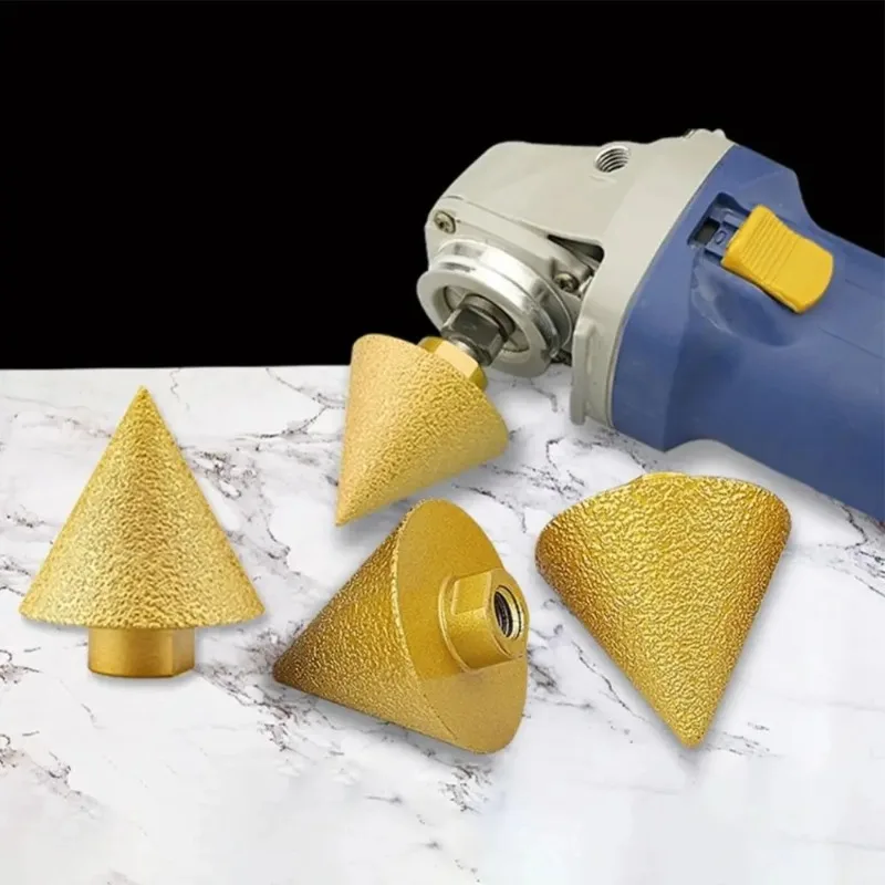 1pc M10 Thread Diamond Beveling Chamfer Bit 38/50mm Cone Carve Polishing Grinding Wheel For Porcelain Tiles Cutter Trimming