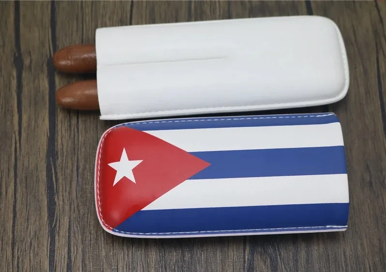 Imagem -04 - Estojo de Couro para Charuto Portátil Acessórios para Fumar Gadget Legal Bolsa Criativo Bandeira Cubana Moda 3