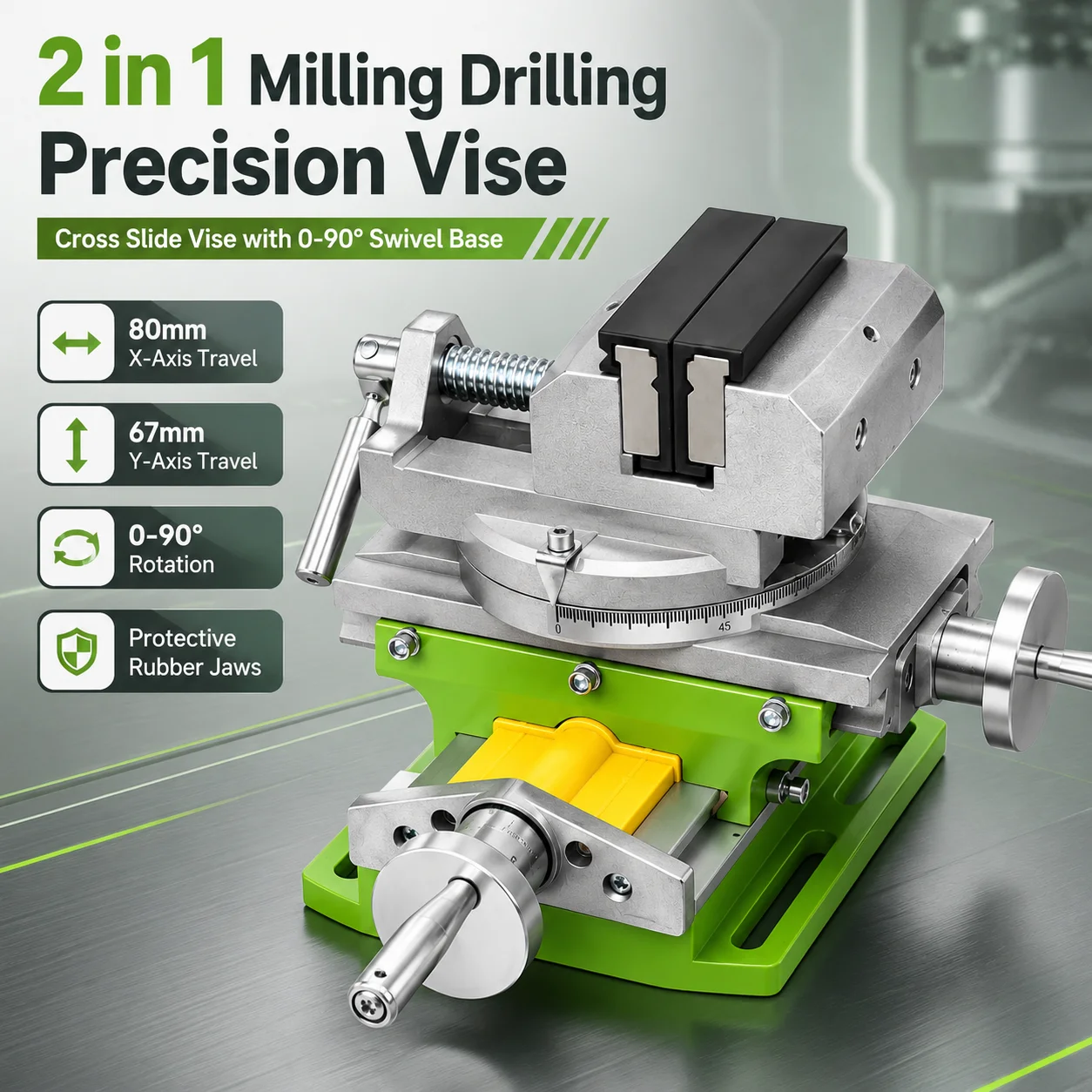 SIHAO Aluminium Alloy Compound Worktable 2 in 1 Milling Drilling Vise Precision 0-90° Swivel Base Table