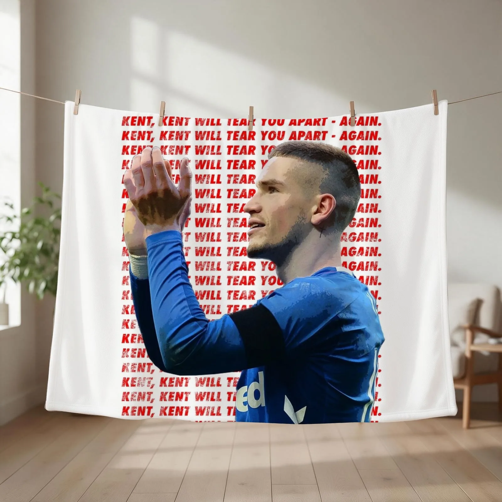 Glasgow Rangers Ryan Kent - Kent Will Tear You Apart Throw Blanket couch cozy soft plush fuzzy picnic outdoor blanket