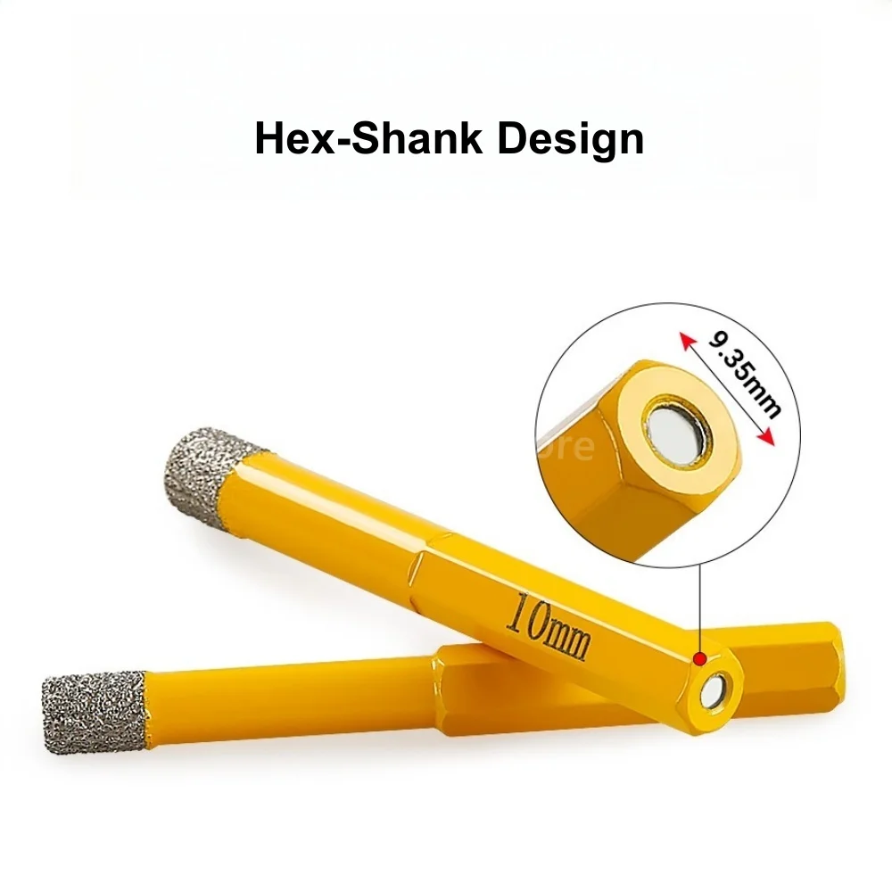 Set di punte diamantate brasate da 5 pezzi per piastrelle, vetro, marmo, granito, sega a tazza per perforazione a secco per trapano elettrico, seghe a tazza diamantate a secco