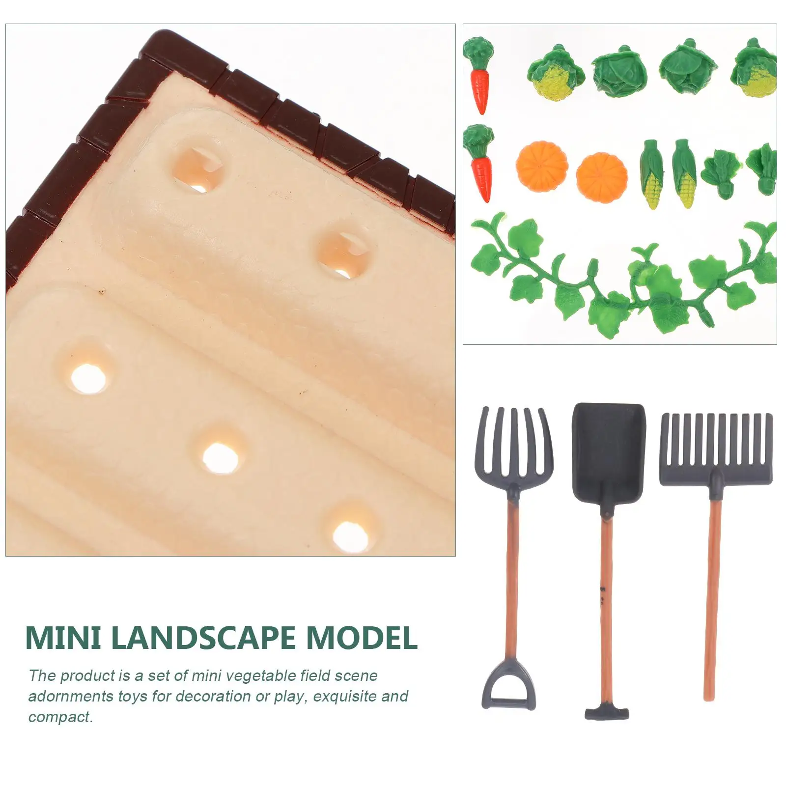 

4pcs Mini Farm Tool Model Realistic Vegetables Field Diorama Accessories Lightweight Compact Design Durability Miniature