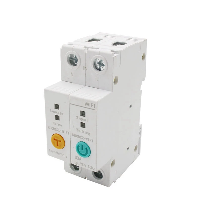 2P 63A WIFI Circuit Breaker Voice Remote Control Switch Relay Voltmeter Current Leakage Protection