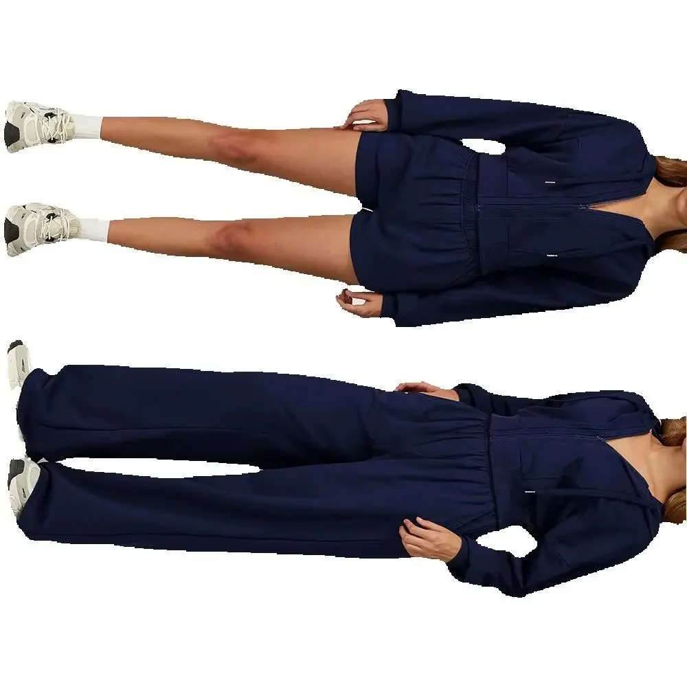 

Winter 2-piece Sports Hoodie Set Women's Tracksuit Zipper Loose Long Sleeved Hooded Slimming Yoga Pants Set Running Fitness Set