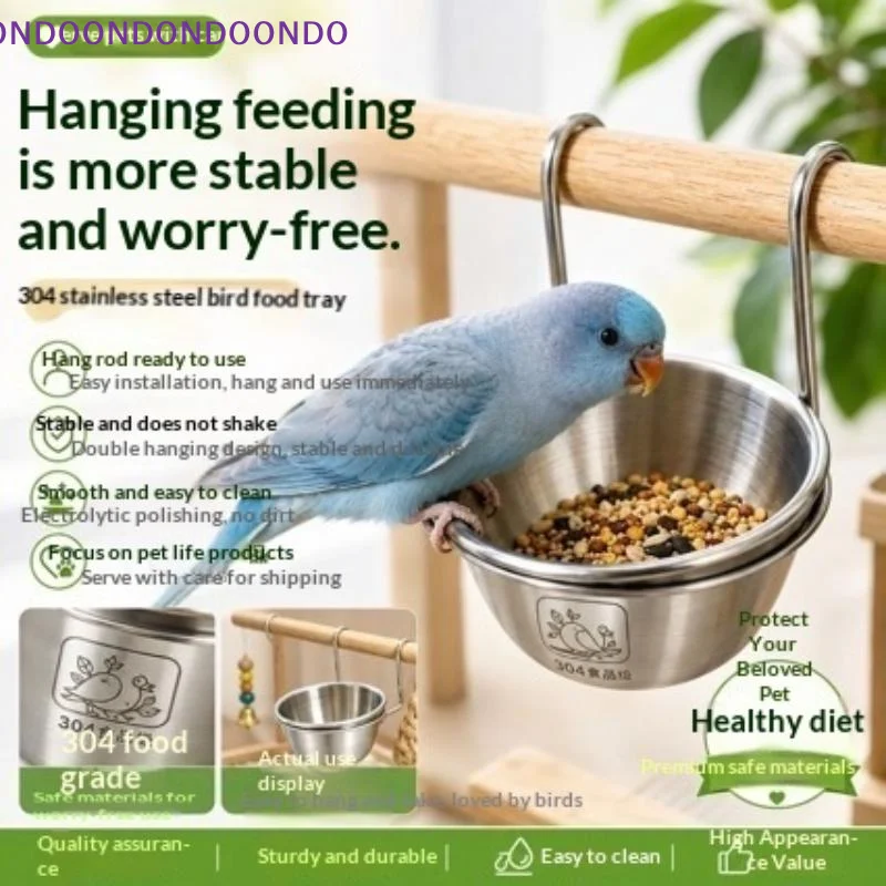 1/2PCS Stainless Steel Bird Feeder Bowl Hanging Parrot Bath Cups Stable Locking Food Water Dish For Budgie Cockatiel Cage
