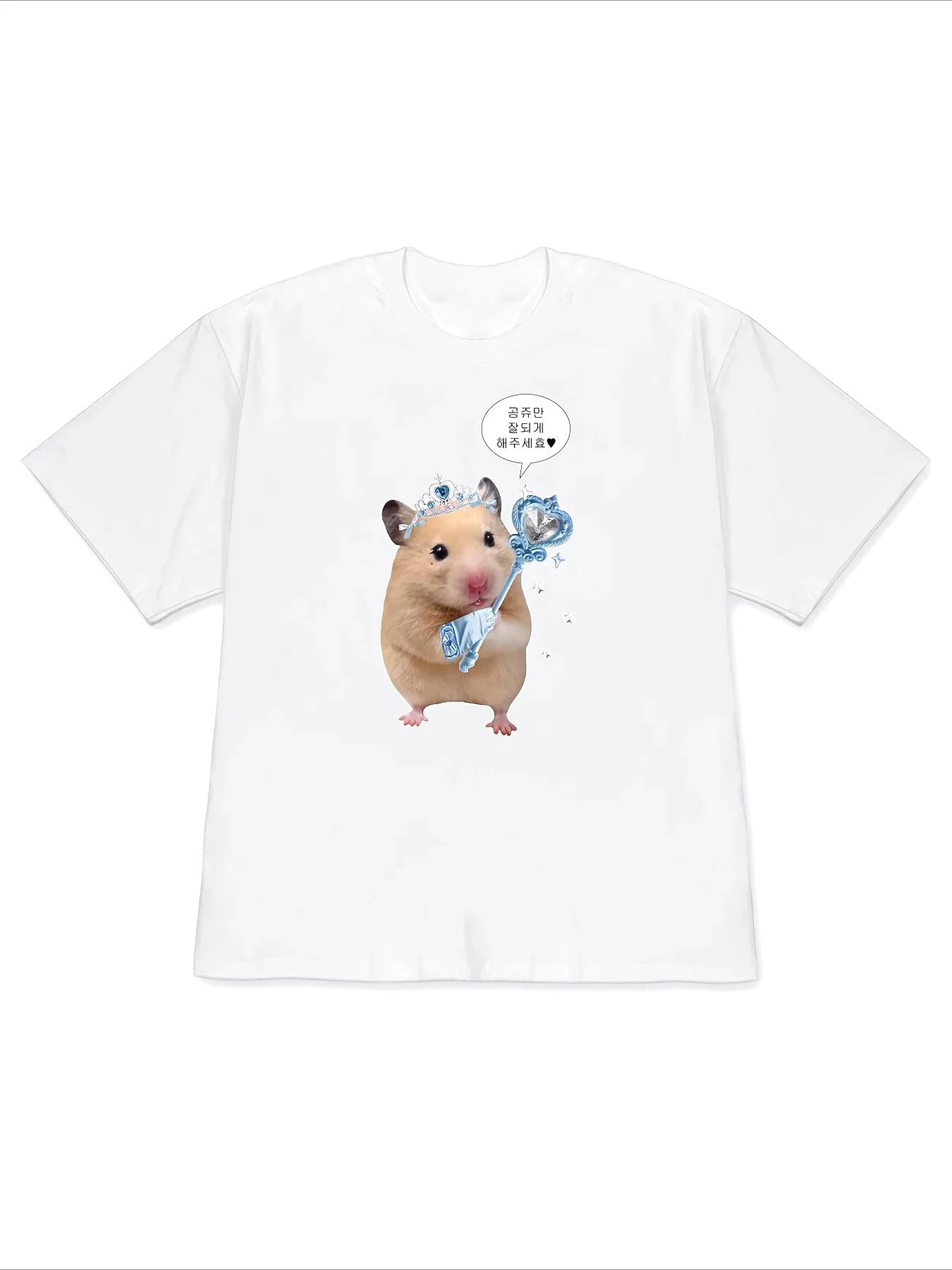 Lustiges Prinzessinnen-Katzen-Grafik-T-Shirt für Damen, Sommer, kurzärmelig, rosa Tiara, Kawaii, Harajuku-Kleidung mit vielen koreanischen Bewertungen für Damen – Detail 6