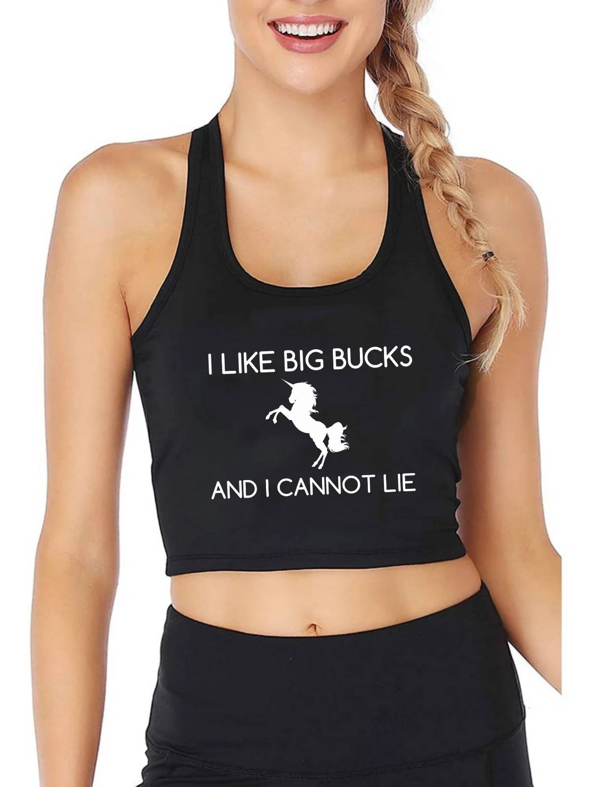 

I Like Big Bucks Design Sexy Slim Crop Top Adult Humor Fun Flirty Harajuku Print Tank Tops Hotwife Naughty Training Camisole