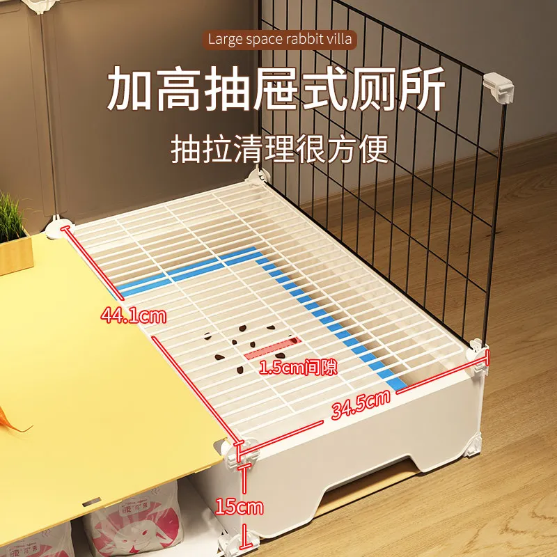 Rabbit cage with toilet, household indoor king-size villa breeding pet rabbit special rabbit nest house