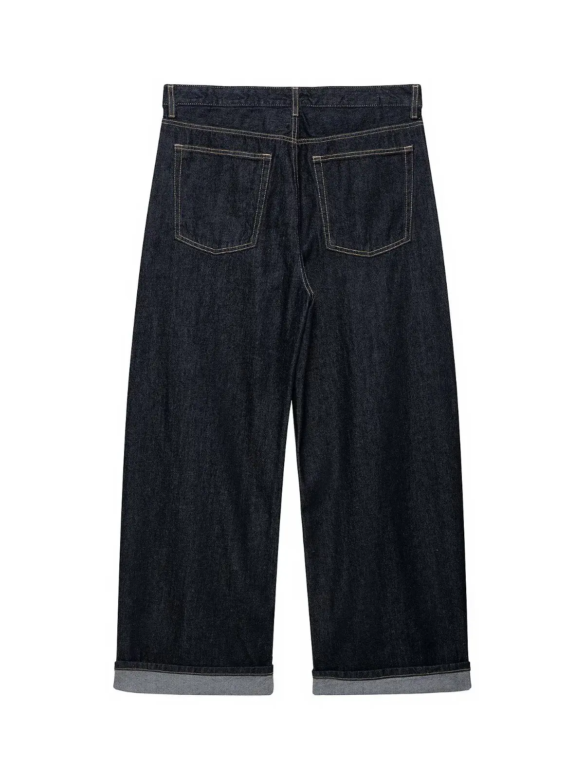American Original Color mid Waist Loose Cuffed Denim Jeans Women's Street Snap Light Maturity Slim Straight Long Pants
