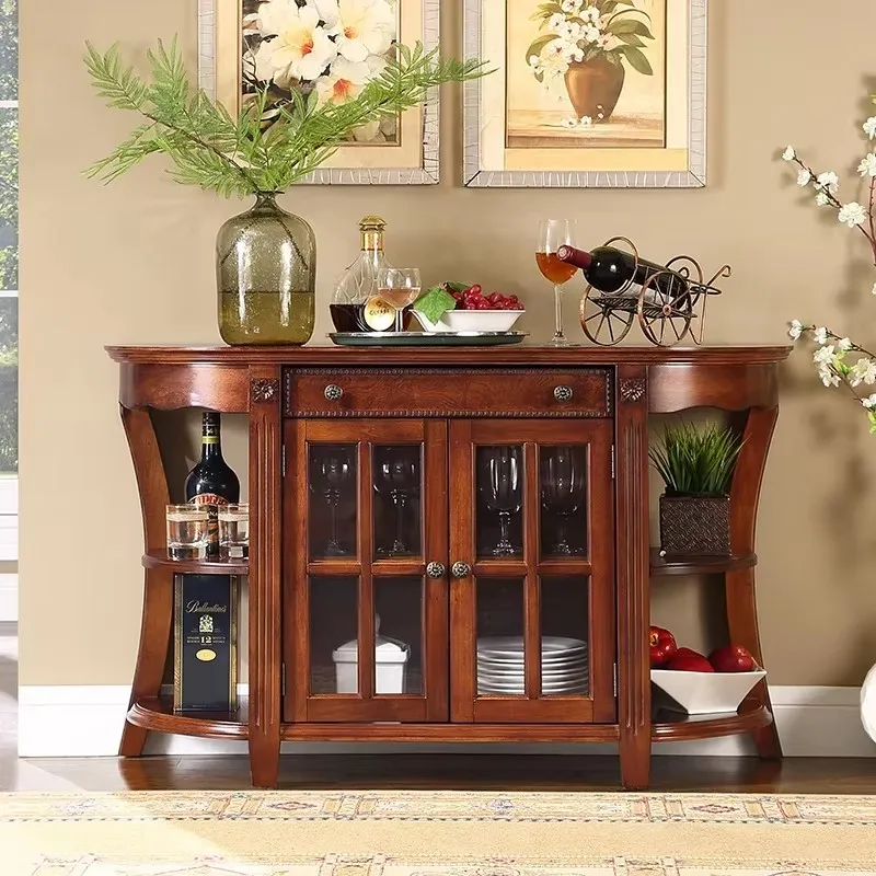 c9.21-Solid Wood TV Cabinet Tea Water Preparation Home Dining Storage Cabinet Bowl Dish Multi-Functional Cabinet