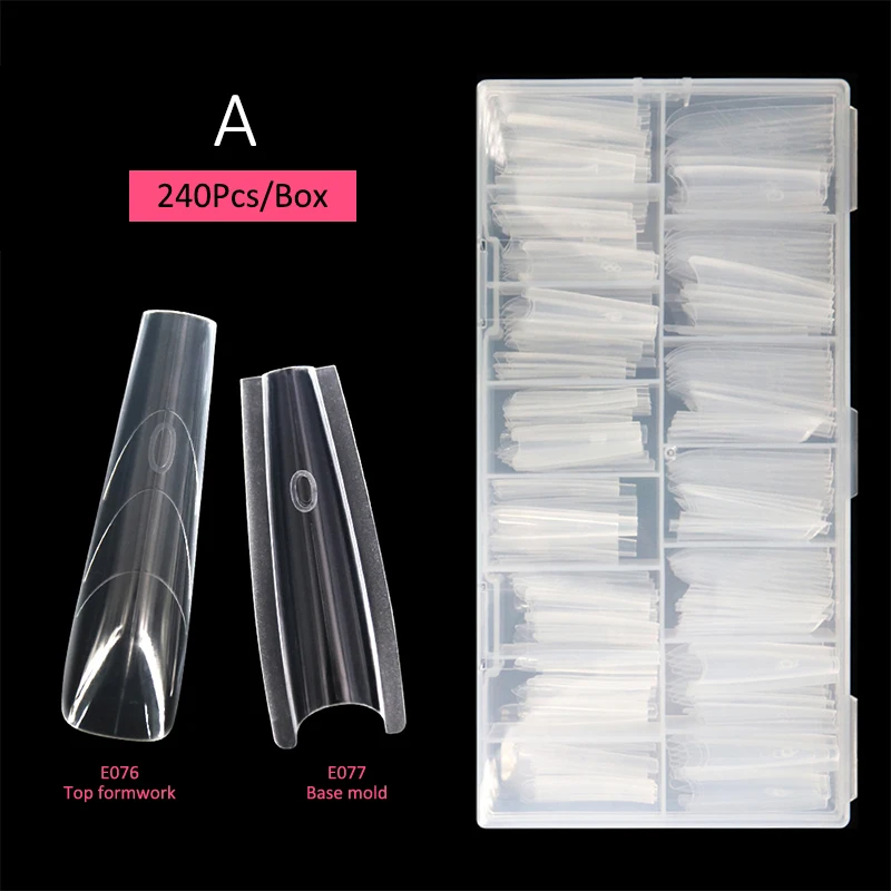 240 Stück Dual-Nagelformen, 14 Größen, Schnellverlängerungen, Dual-Formen, T-förmige Ellipse, Maniküre-Formen, obere Form, untere Form