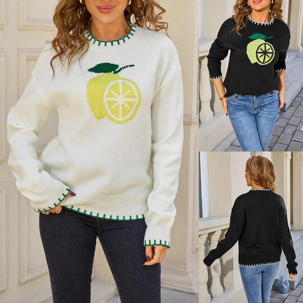 

Jacquard Pullover Sweater 2025 Autumn and Winter Clothing New Versatile Round Neck Knitted Sweater Top