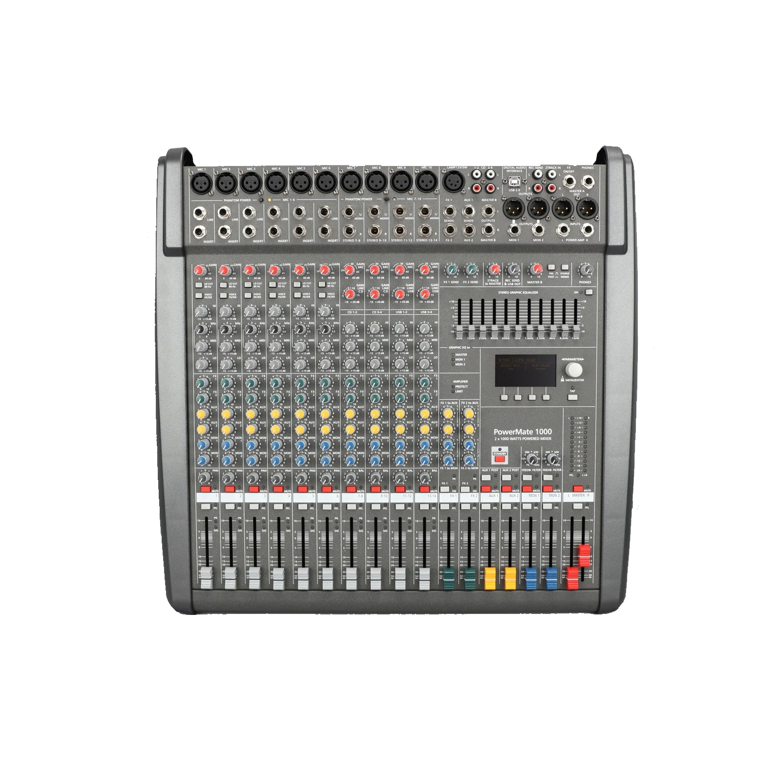 PM1000-3 10-Channel Power Sound Mixer Audio Amplifier 2*1200W For Singing Competition