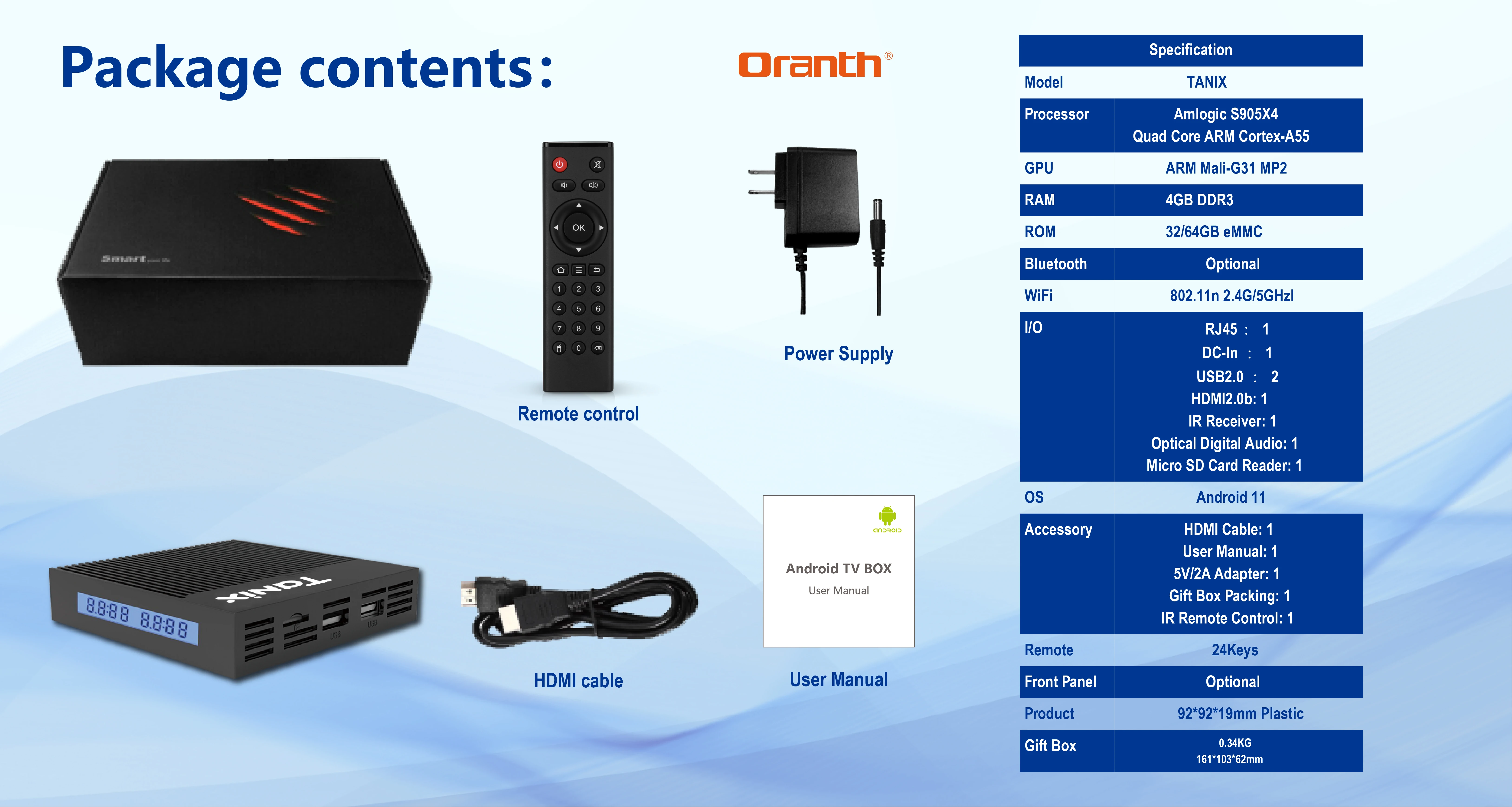 Tanix X4 Android11 Smart TV Box Amlogic S905X4 AV1 3D BT Streaming Media Player 2.4/5G WiFi Youtube Netflix TV Prefix VS X96