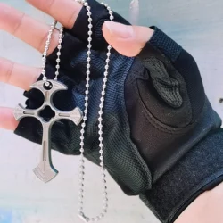 Collar de Cruz para hombres, accesorios de llavero de autodefensa con cuentas, colgantes de cadena EDC, herramientas múltiples, joyería de moda, Gadgets geniales