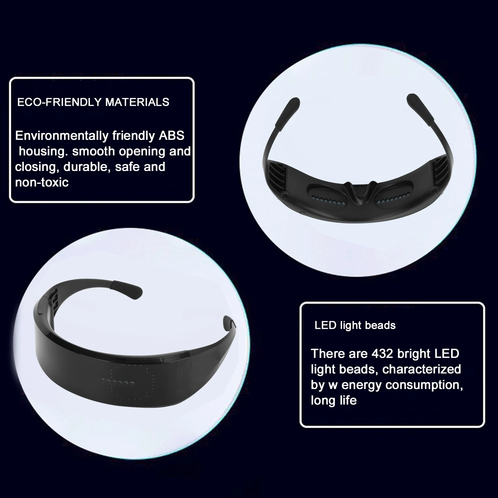 ブラック LED 発光メガネ APP 制御 USB 充電 マルチカラー メガネ パーティー 誕生日 バー LED メガネ 充電式メガネ