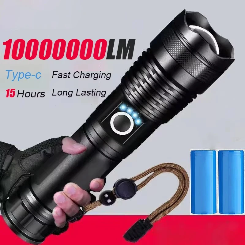 

Мощный перезаряжаемый светодиодный тактический фонарик из алюминиевого сплава, телескопический зум-фонарик для наружного кемпинга, рыбалки, новинка