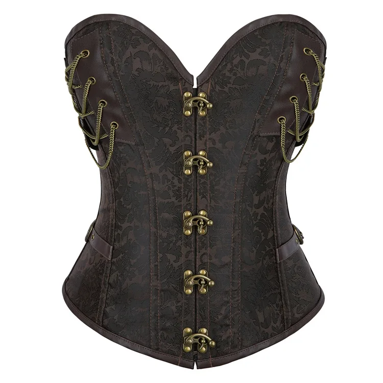 Steampunk Overbust Corset Retro Gothic Clothing Women Clubwear Bustiyer Corselet view 5