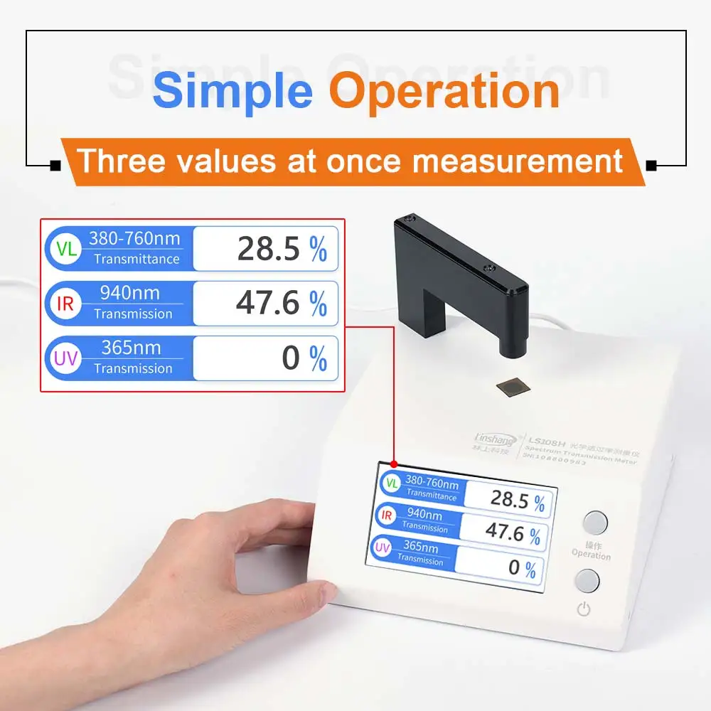 

2025 hot sale Advanced Visible Light Transmittance Meter LS108H VLT IR UV Lens Tester Lensing Transmission Meter