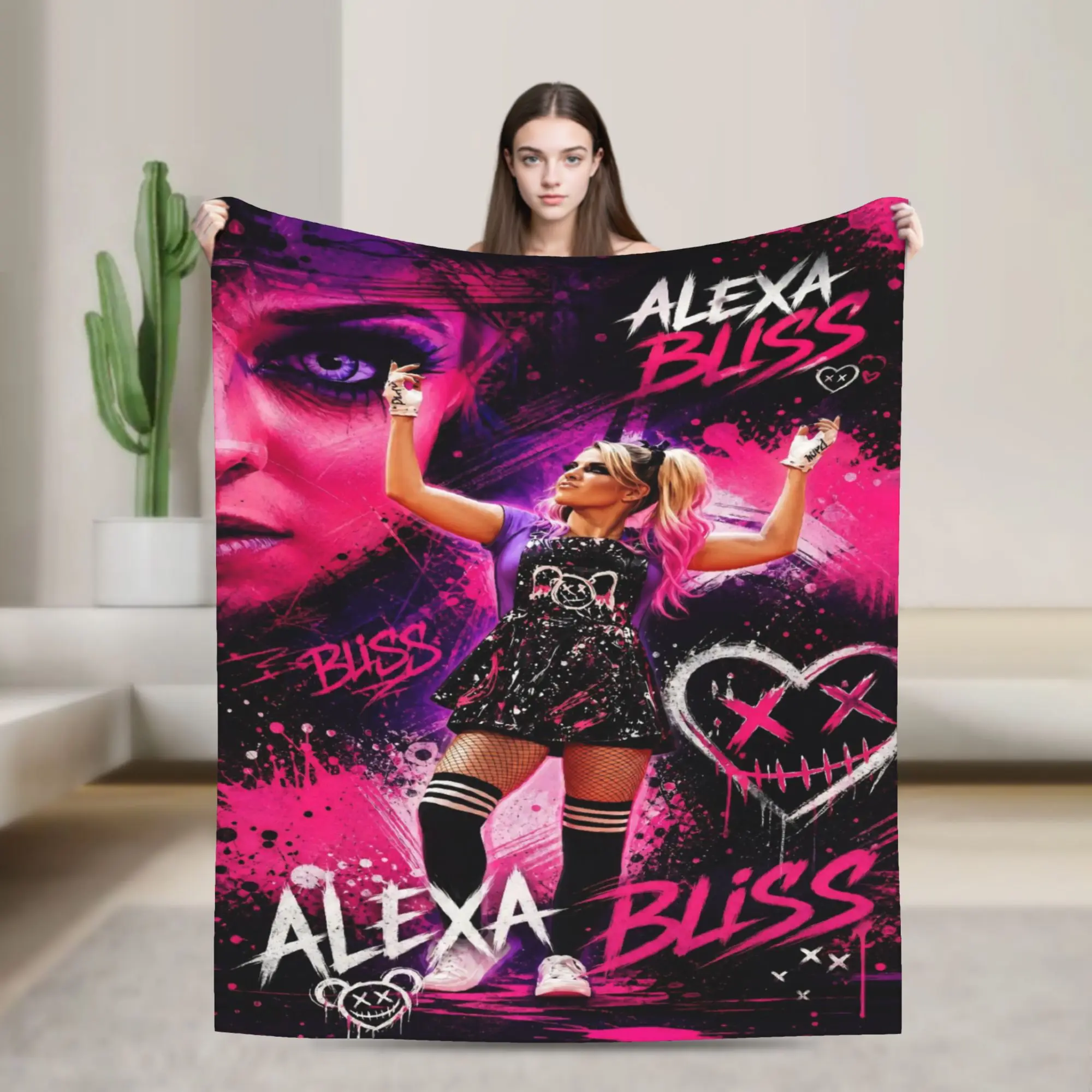 Super Soft  Alexa Bliss wrestler Throw Blanket Premium Flannel Fleece Lightweight  Bed Blanket Warm Plush Bedspread