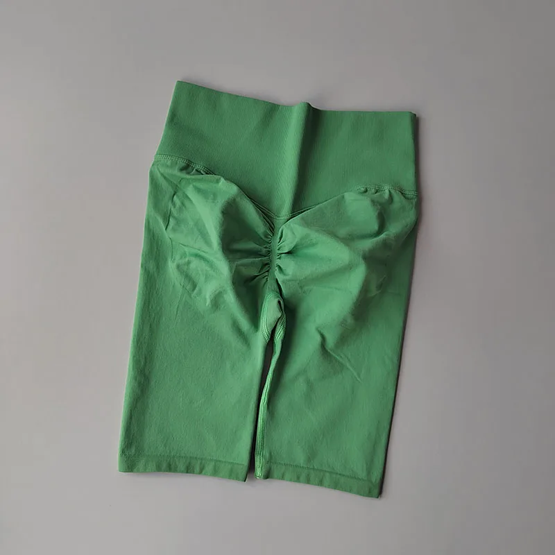 Pfirsichfarbene Fitness-Shorts mit hoher Taille, schnelltrocknend, atmungsaktiv, für das Training, Po-Lifting, eng anliegende Sport-Yoga-Dreiviertelhose – Detail 3