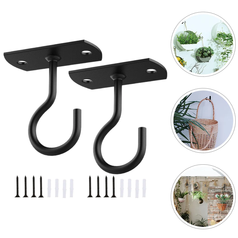 2 Sets Wall Hook Decorative Hooks Light Hanger Outdoor Hanging Basket Holder Heavy Duty Planter Bracket Iron Garden Stands