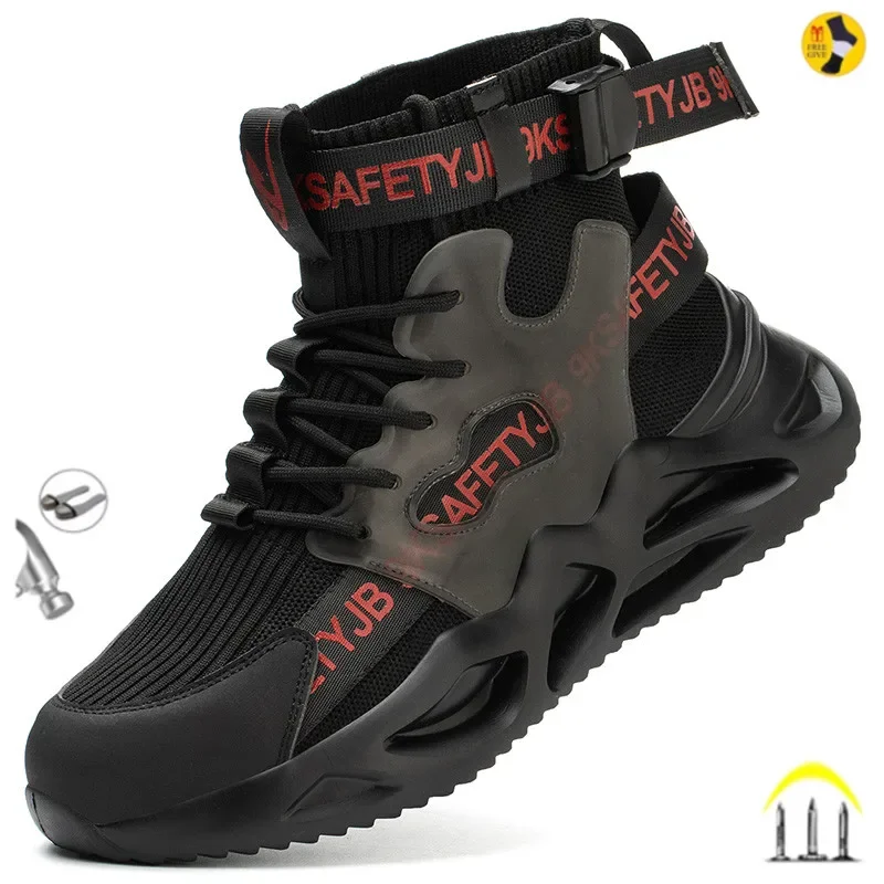Botas de trabajo a la moda para hombre, zapatos de seguridad indestructibles con punta de acero, a prueba de perforaciones, calzado Industrial para adultos