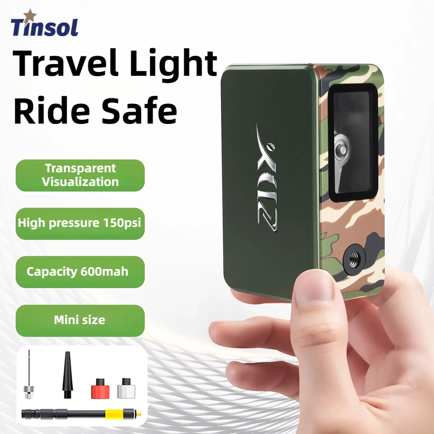 

TINSOL New 150PSI Portable Mini Electric Air Pump for Road and Mountain Bikes and Balls with Preset Tyre Pressure