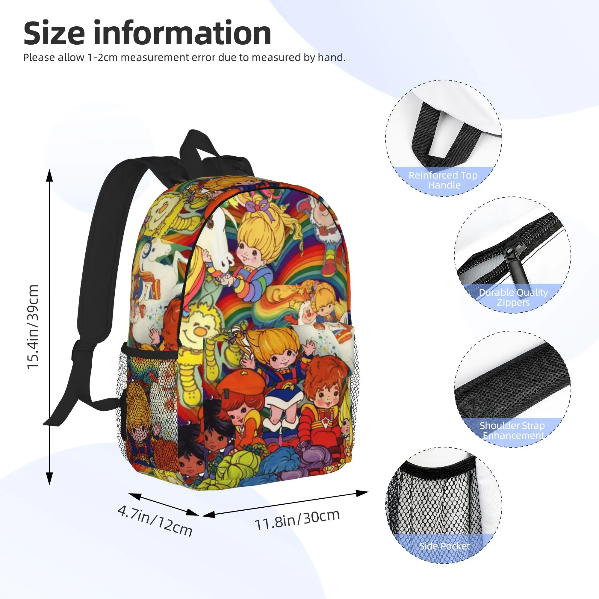 Rainbows Brite Backpack Hot Sale Daypack Large Capacity Boys Girls BookBag Shoulder Bags for Men Women School Bag