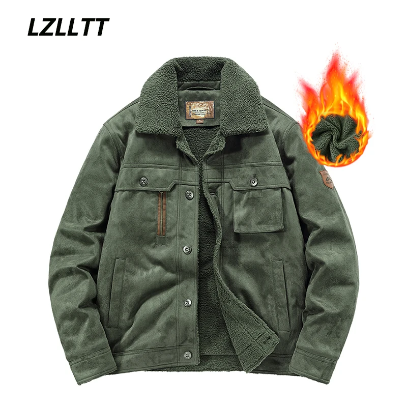 New Winter Men Windproof Warm Thick Fleece Jacket Men Fashion Casual Brand Coat Men Military Fur Collar High Quality Jacket Male