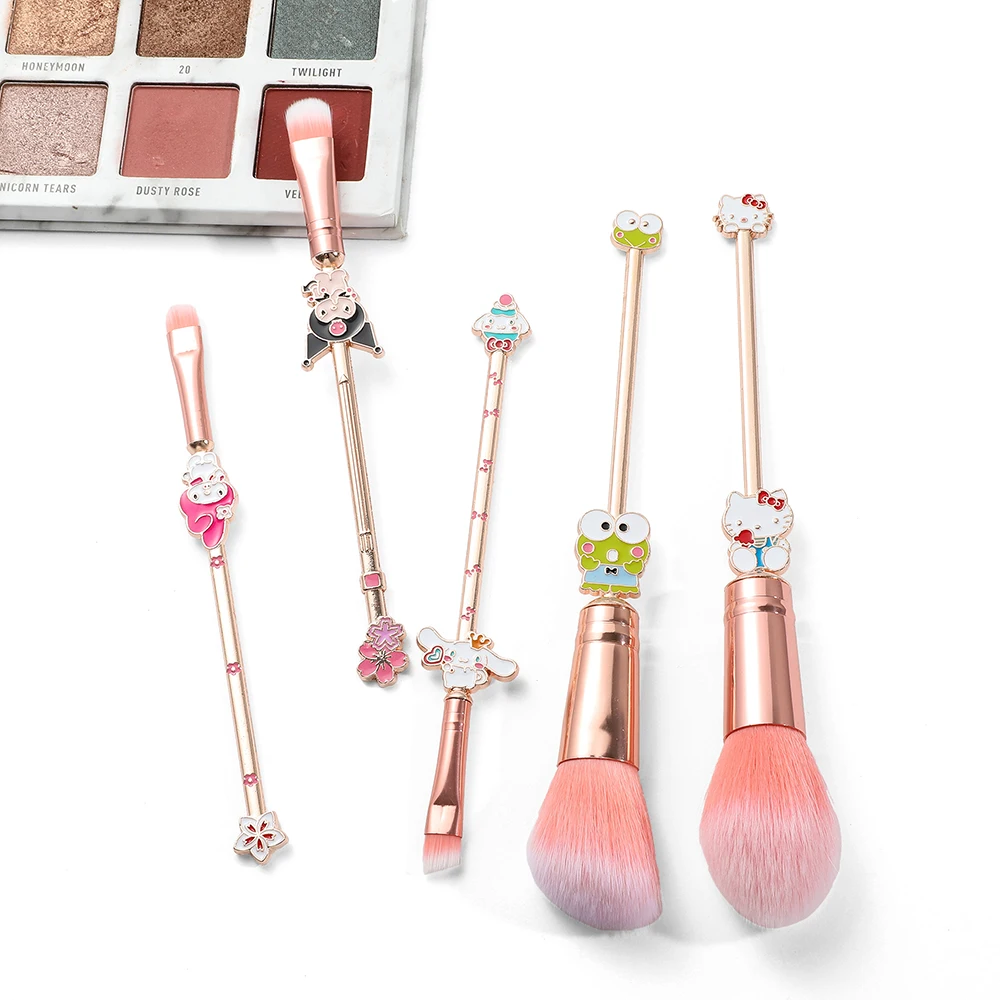 Sanrio Kuromi Makeup Brushes Set Kawaii Hello Kitty Foundation Blending Blush Concealer Eyebrow Powder Brush Beauty Tools Gift