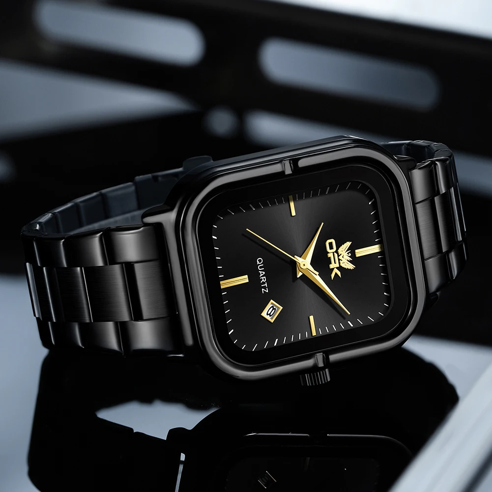 OPK 6065 Fashionable Business Men Watch Quartz Movement Leather Strap Date Display Simple Large Dial 30M Waterproof Watch