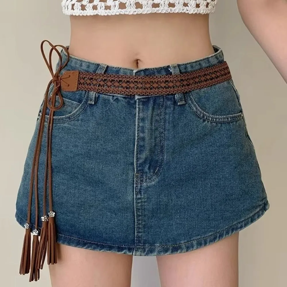 Retro Bohemian Long Tassel Braided Belt Rope Knotted Hollow Pattern Waist Belts Woven Dress Shirt Girdle For Women Lady