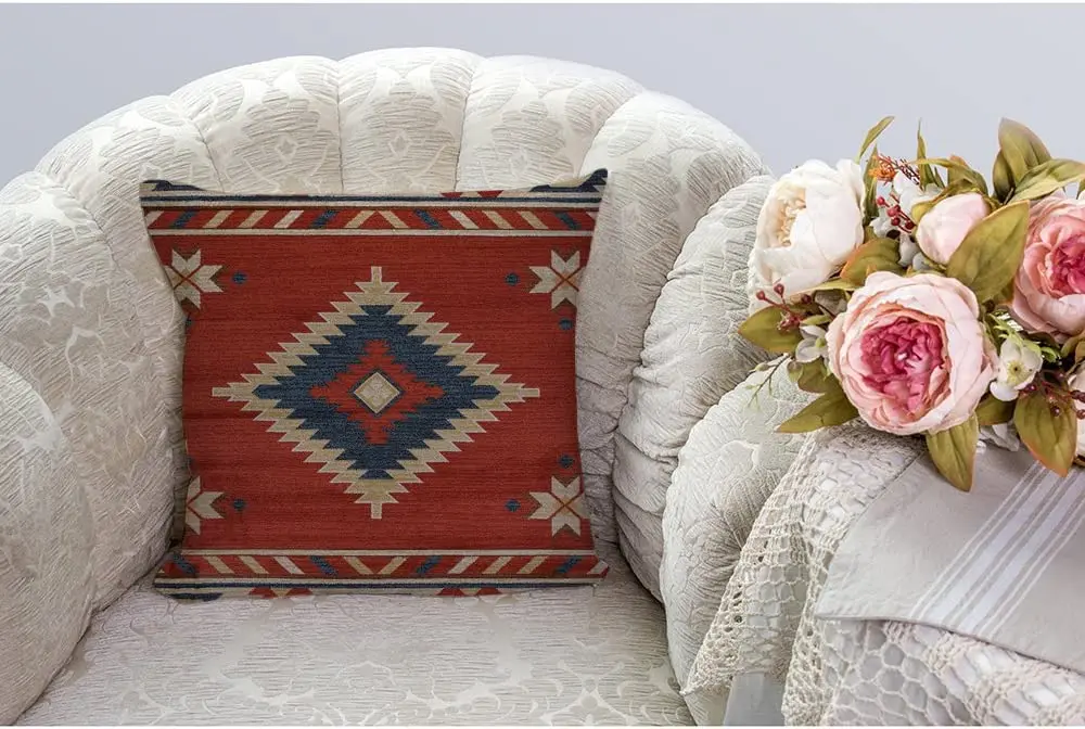 Indian Mandala Ethnic Decorative Pillowcases Linen Pillow Covers Decorative Pillowcases Arabian for Sofa Bed Garden Chair Pillow