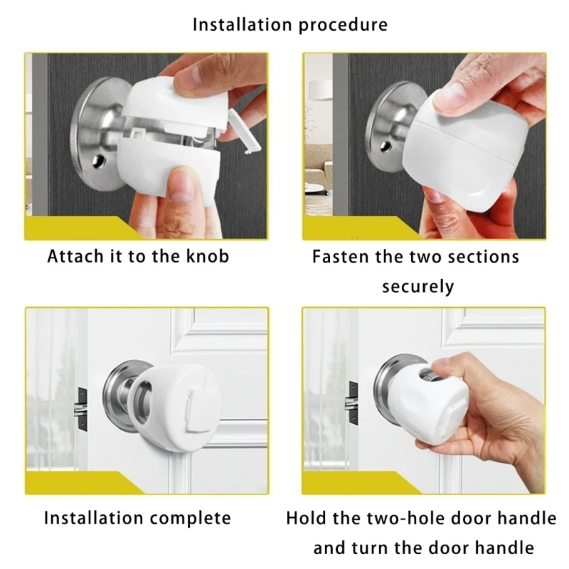 Round Door Lock Protective Case Child Proof Door Knob Cover Protections Sleeve Case Prevent Accidental Opening of Door 425F