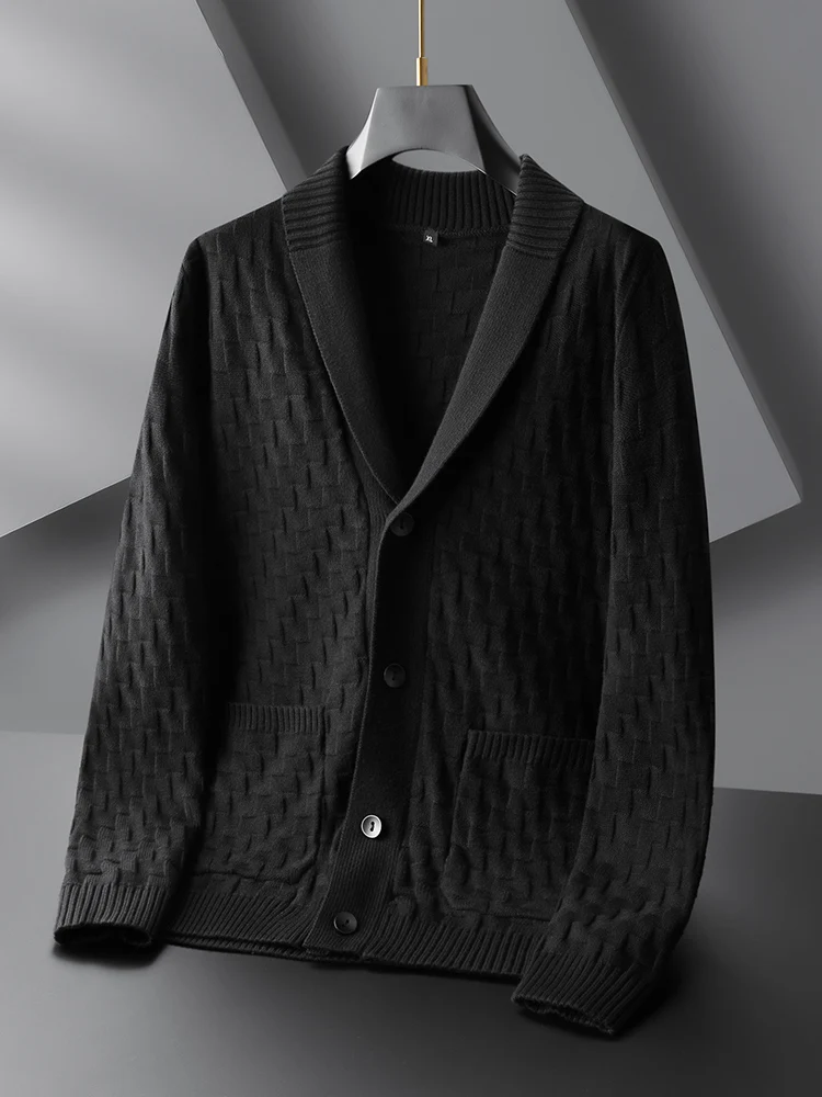 

Men's Casual Knitted Thiened Autumn Winter Sweater Coat Lapel Open Cardigan Warm Fce Loose plus Size Comfortable Outerwear