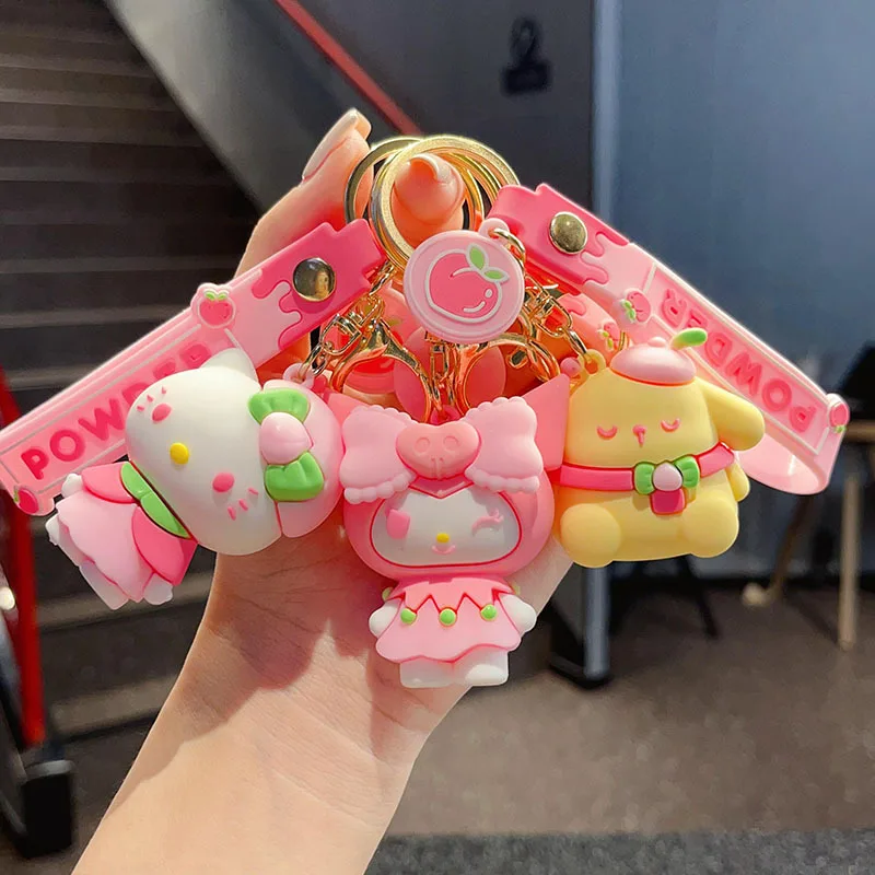

New Style Hello Kitty Kuromi Sanrio Watermelon Keychain Cartoon Pendant Cute Plush Doll Bag Hanging Ornament Car Key Pendant