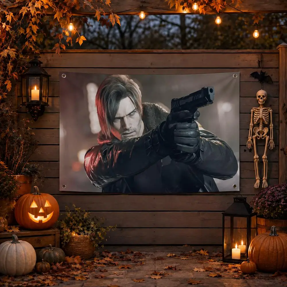 Game R-Resident Evil Leon Kennedy			 Flags Wall Hanging Banner Background Art Print for Bedroom Living Room Outdoor Decor