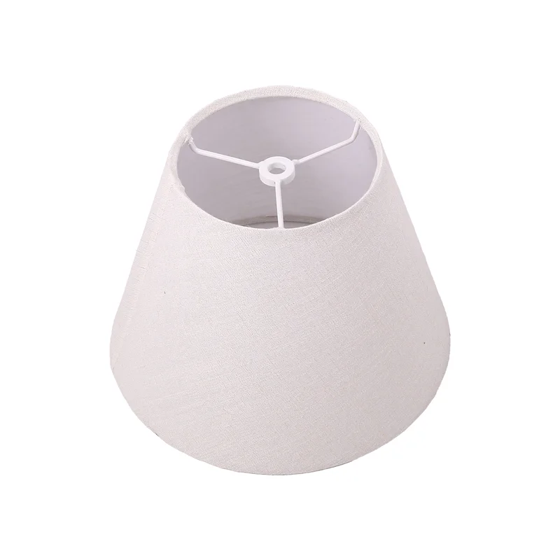 

Lamp Shade Linen Fabric White Lamp Shade Small 5 Inch Top Diameter X 9 Inch Bottom Diameter X 7 Inch Tall (White With Gold Threa