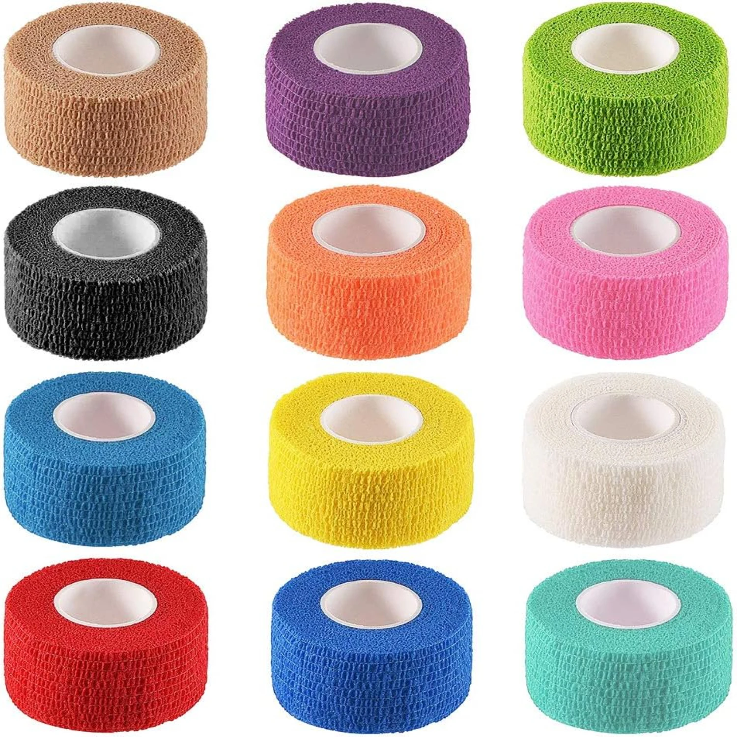 Vibrant Colorful Waterproof Cohesive Elastic Tape - Stretch Wrap Self Adhesive Bandage Wrap for Finger Guard and Nail Protection