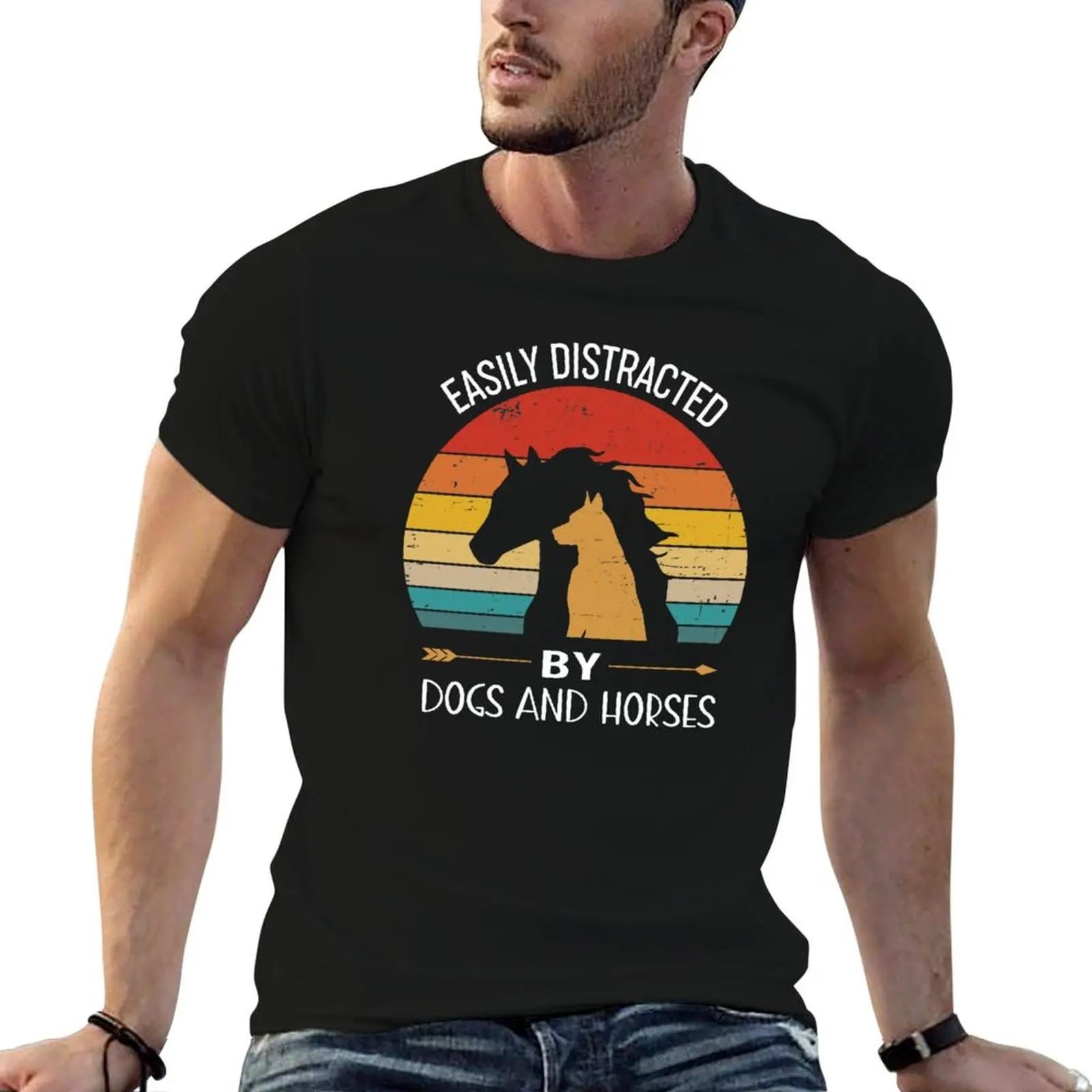 

Easily Distracted By Dogs And Horses T-Shirt t shirts for man pack white t shirt man plain T-Shirt