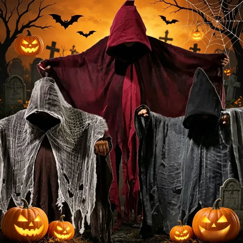 1PC Halloween Zombie Costume Cape Tattered Cloak for Adults Children Cosplay Party Scary Skeleton Ghost Dress Up Use