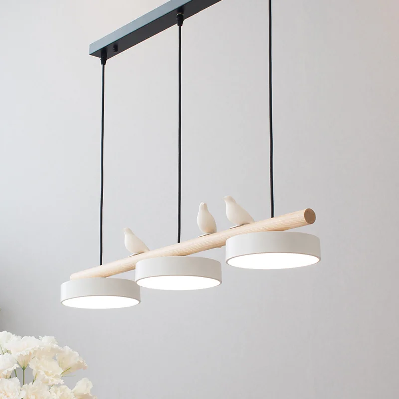 Modern LED White Resin Bird Pendant Lights 3 Head Rotundity Iron Art Hanging Lamps Living Room Bedroom Hotel Ceiling Chandelier